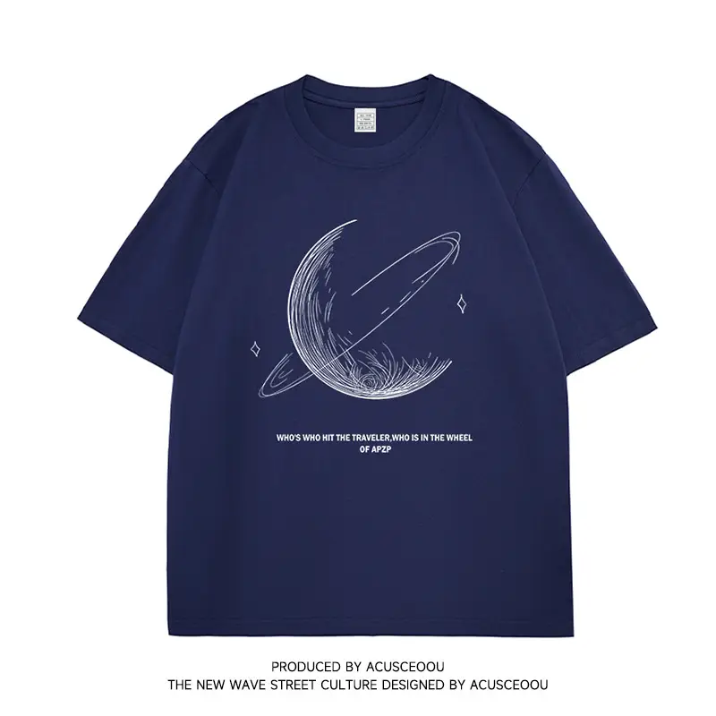 Acu Men Navy Starry Sky Line Print T-Shirt 2026