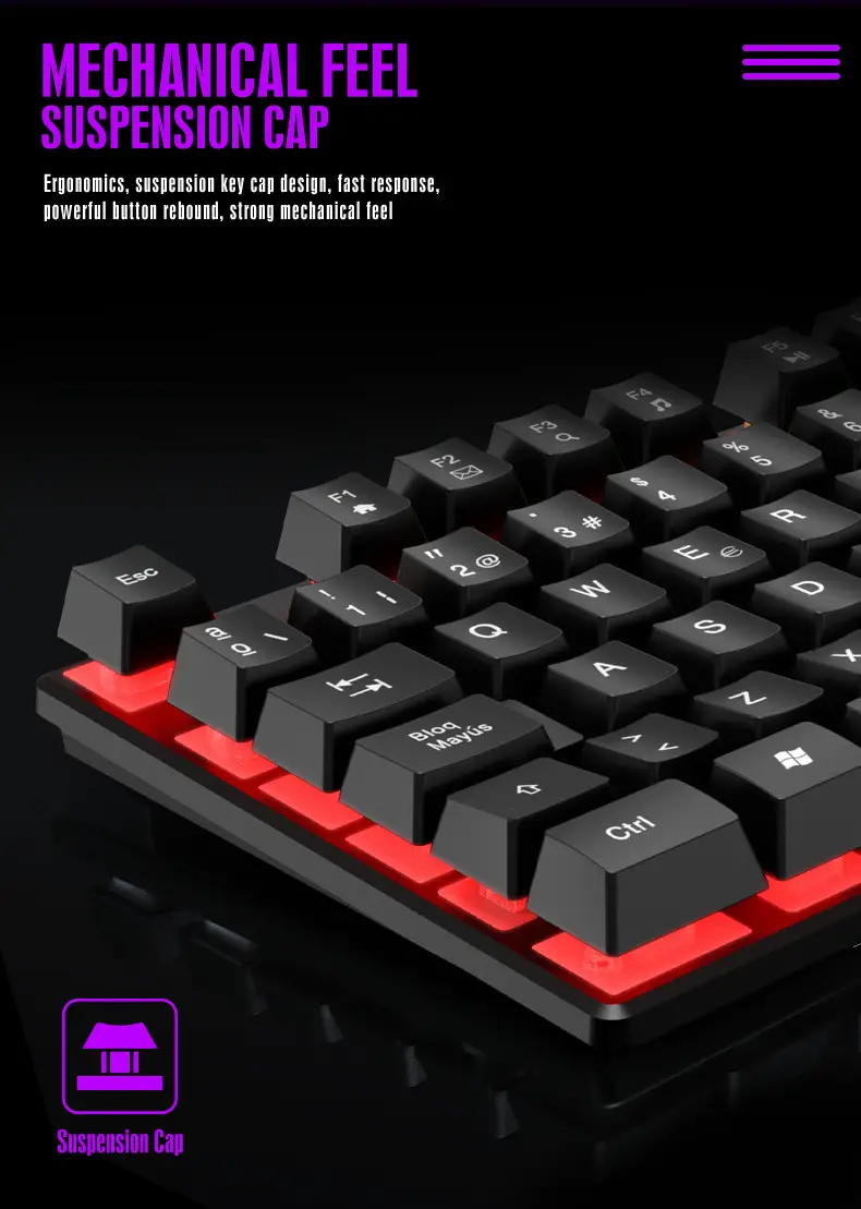T-Wolf Thunder Wolf T20 Gaming Keyboard Wired Luminous Arabic Spanish Russian Computer Keyboard Cross-Border — feature 10