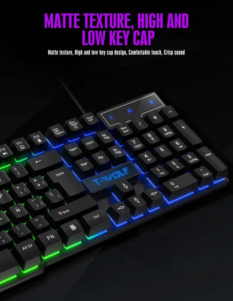 T-Wolf Thunder Wolf T20 Gaming Keyboard Wired Luminous Arabic Spanish Russian Computer Keyboard Cross-Border — feature 11