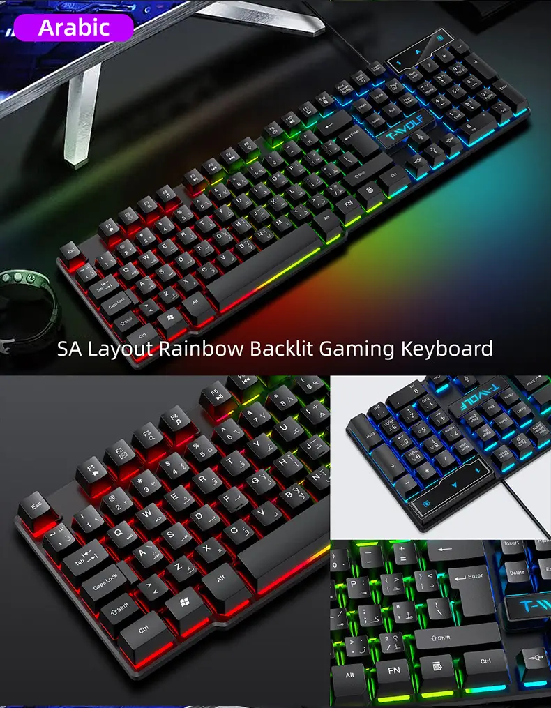 T-Wolf Thunder Wolf T20 Gaming Keyboard Wired Luminous Arabic Spanish Russian Computer Keyboard Cross-Border — feature 15