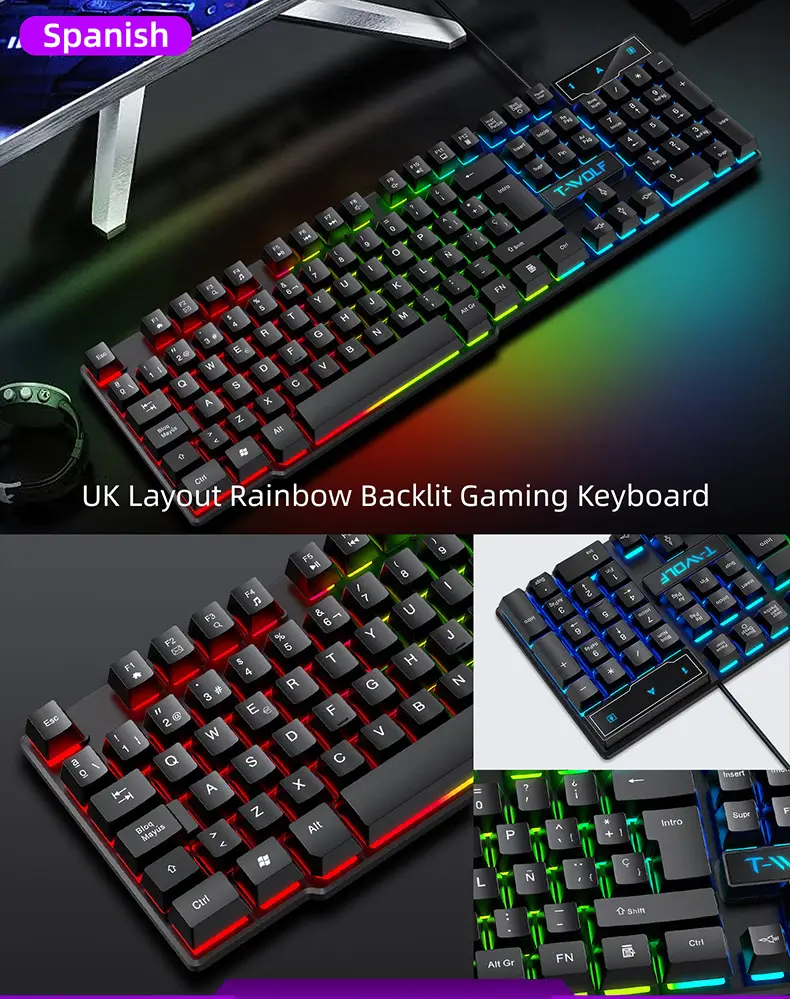 T-Wolf Thunder Wolf T20 Gaming Keyboard Wired Luminous Arabic Spanish Russian Computer Keyboard Cross-Border — feature 16