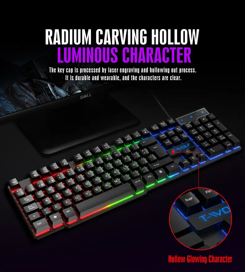 T-Wolf Thunder Wolf T20 Gaming Keyboard Wired Luminous Arabic Spanish Russian Computer Keyboard Cross-Border — feature 9