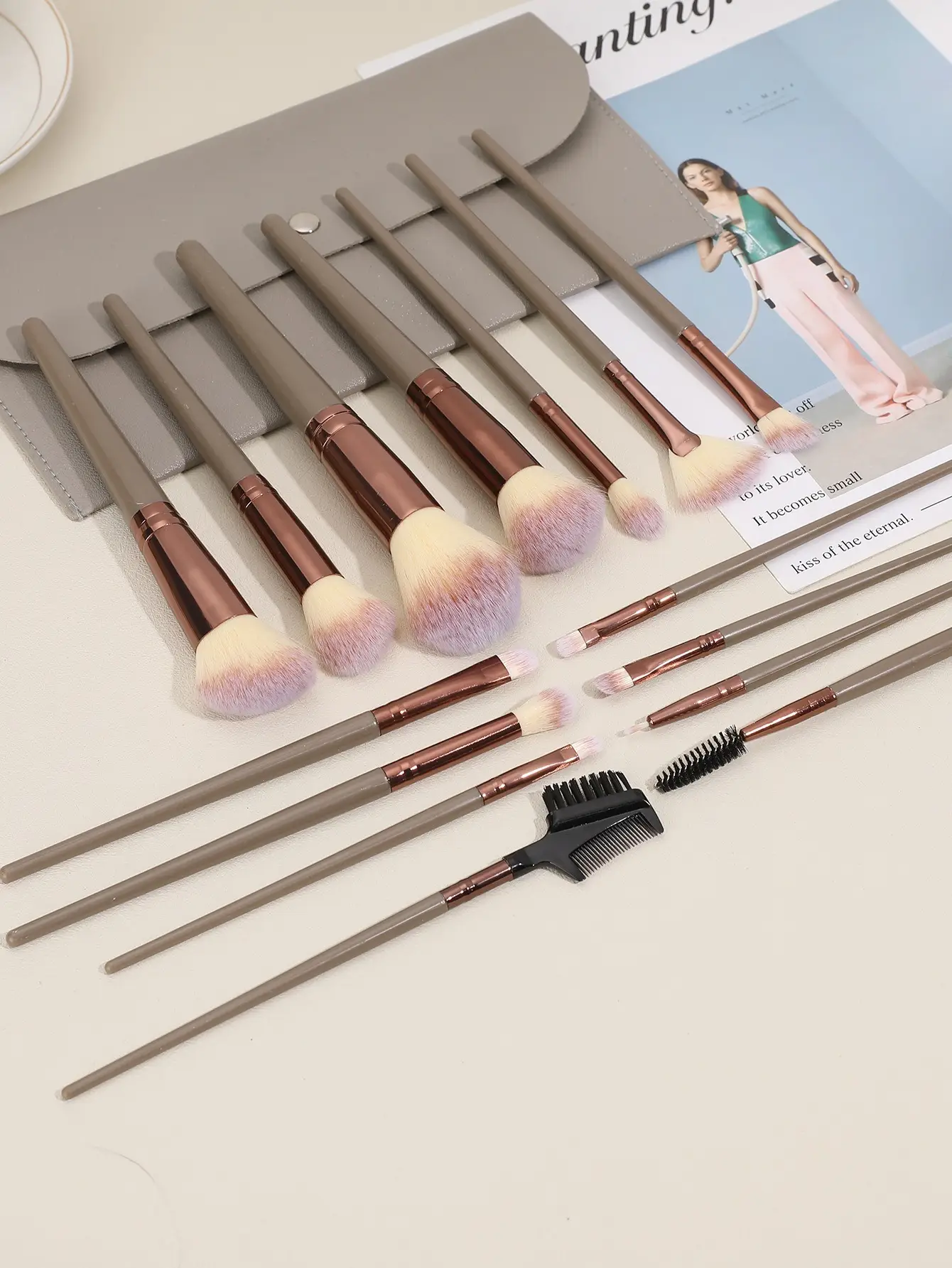 15-Piece Makeup Brush Set for Blush, Foundation, Eye Shadow & Eyebrow β feature 13
