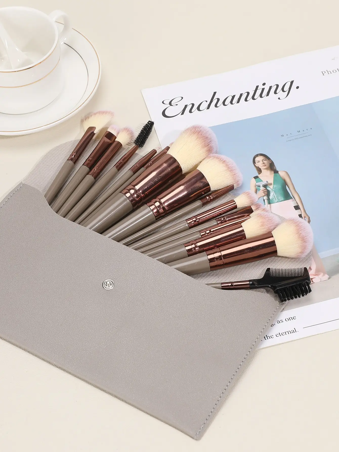 15-Piece Makeup Brush Set for Blush, Foundation, Eye Shadow & Eyebrow - Image 2
