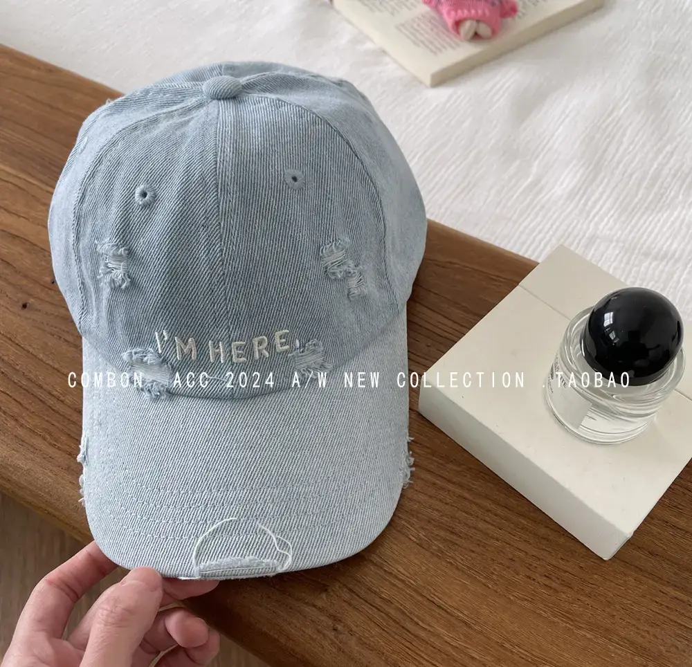 Women Blue Denim Peaked Cap with "Inspire" Embroidery — feature 12