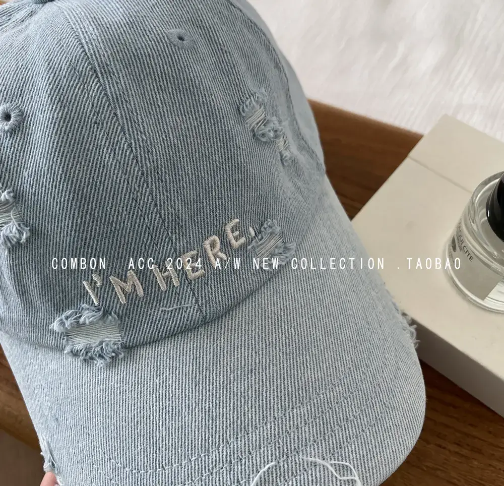 Women Blue Denim Peaked Cap with "Inspire" Embroidery — feature 14