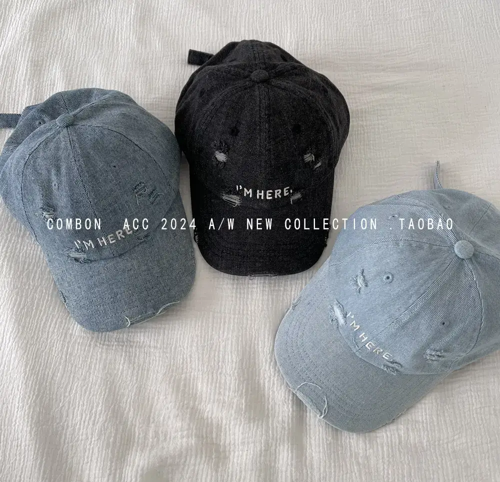 Women Blue Denim Peaked Cap with "Inspire" Embroidery — feature 4