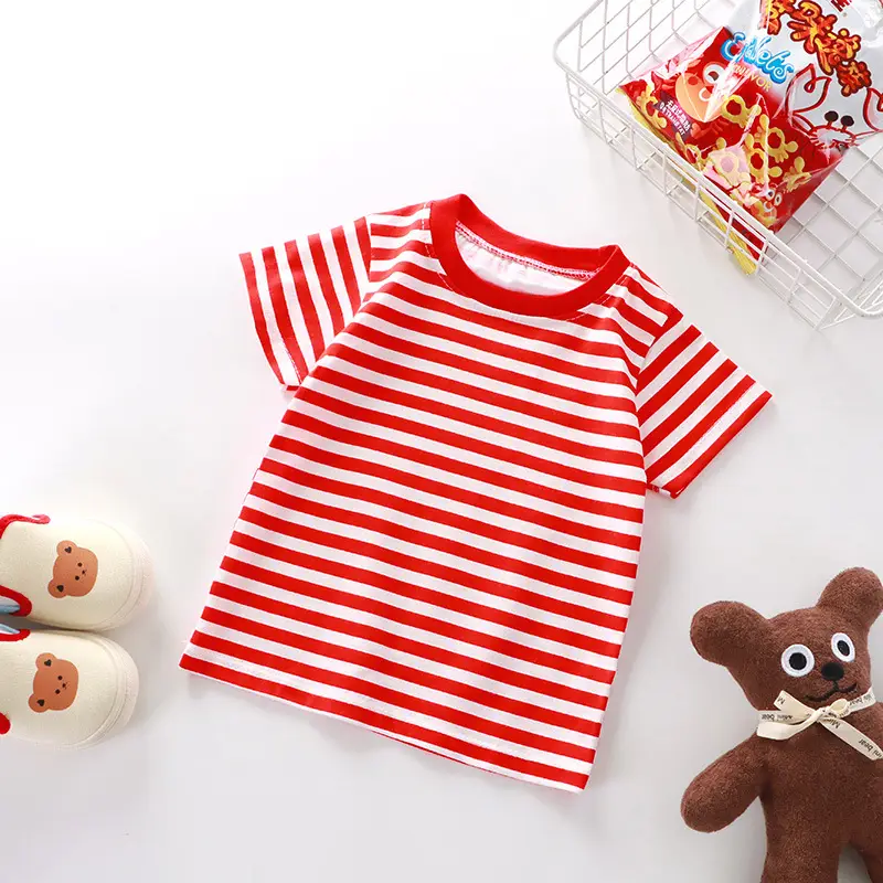 New Kids Cotton Striped T-Shirt Red White — feature 18