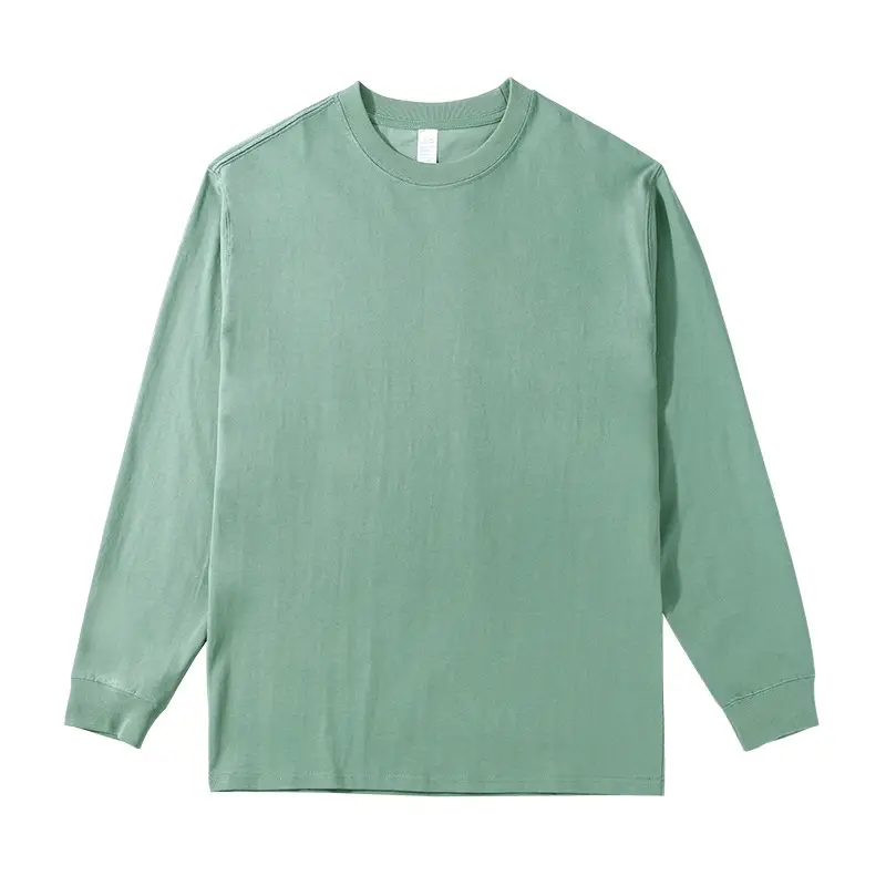 Men White Cotton Crew Neck T-Shirt Long Sleeve - Image 3