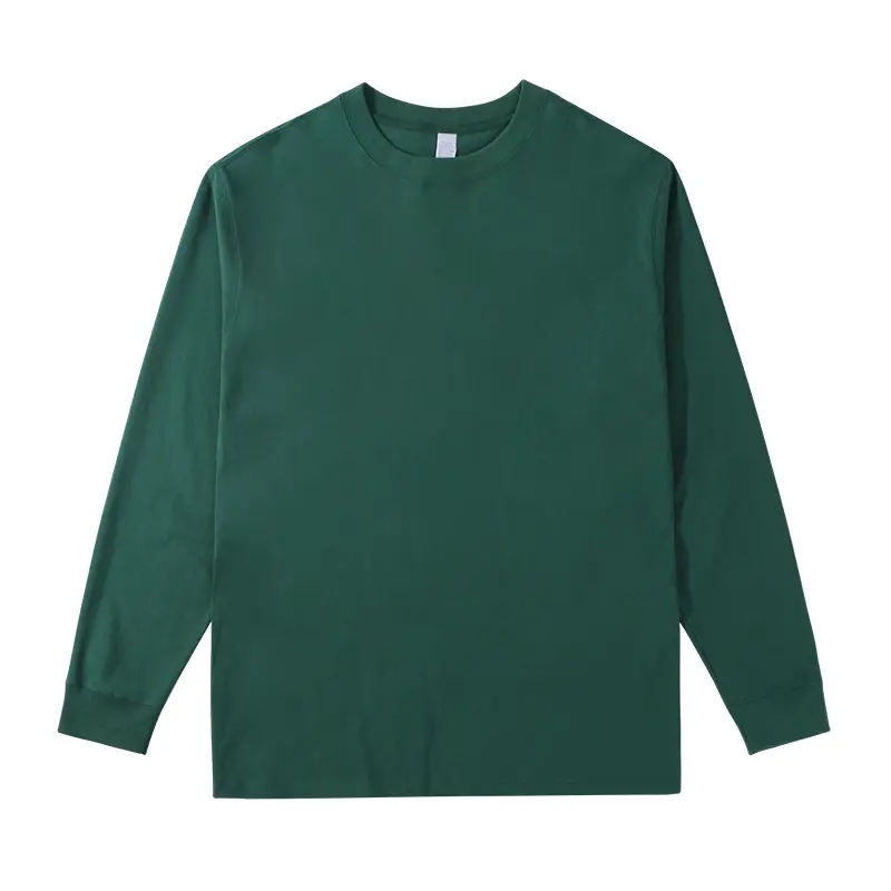 Men White Cotton Crew Neck T-Shirt Long Sleeve - Image 4