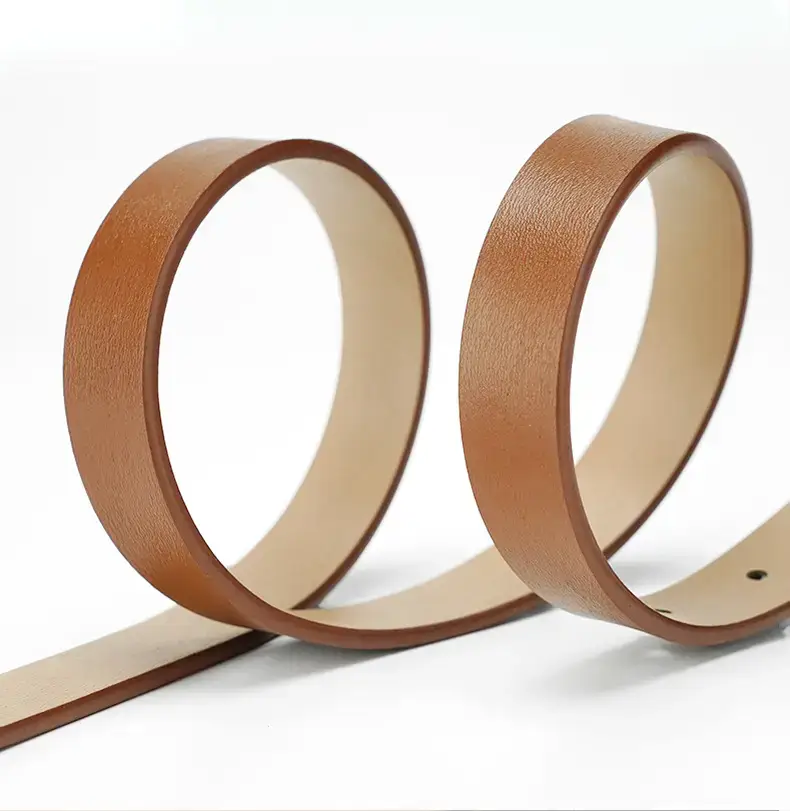 Women's Brown Leather Belt with Gold Buckle — feature 6