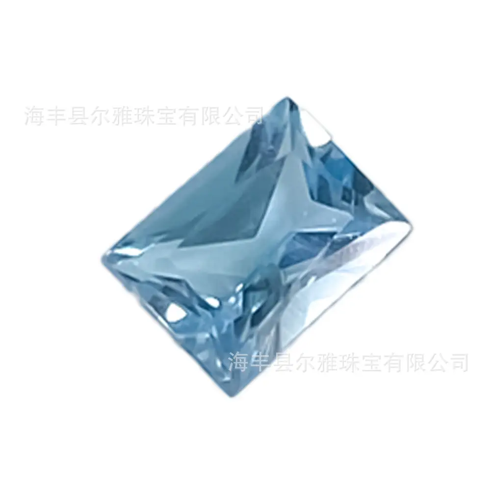 Natural Sky Blue Topaz Ring Face Princess Cut Gemstone Earrings Necklace - Image 5