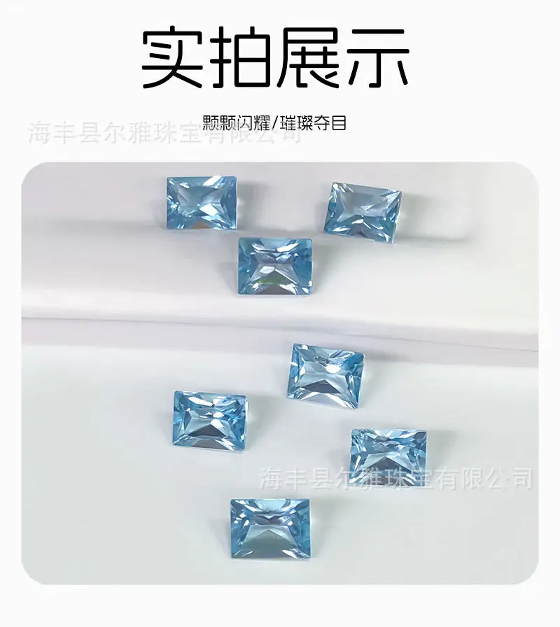 Natural Sky Blue Topaz Ring Face Princess Cut Gemstone Earrings Necklace — feature 9