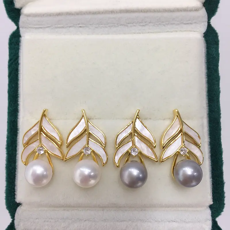 18K Gold Pearl Feather Earrings for Women — feature 11