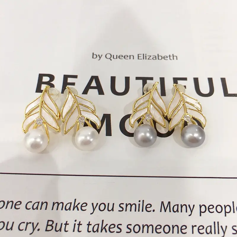 18K Gold Pearl Feather Earrings for Women — feature 5