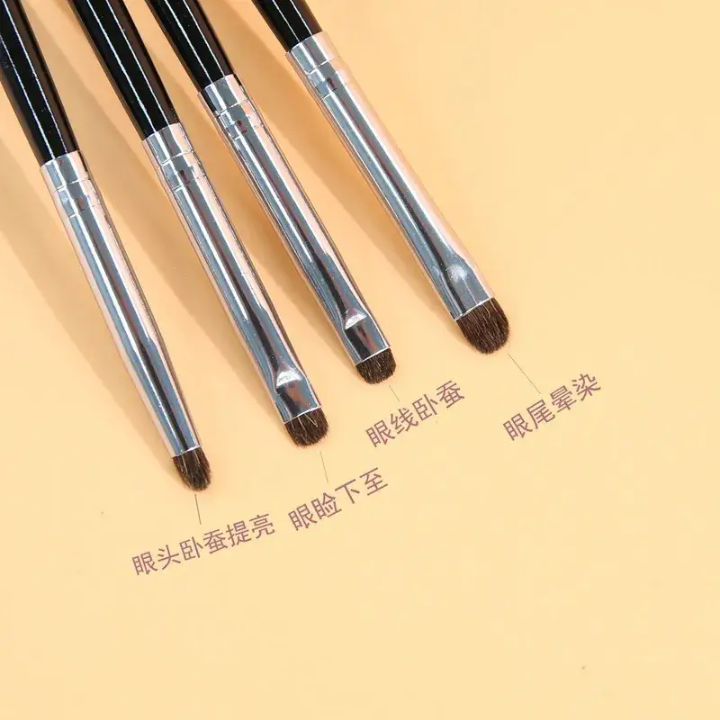 Four-Piece Animal Hair Eye Shadow Brush Set for Makeup - Image 5