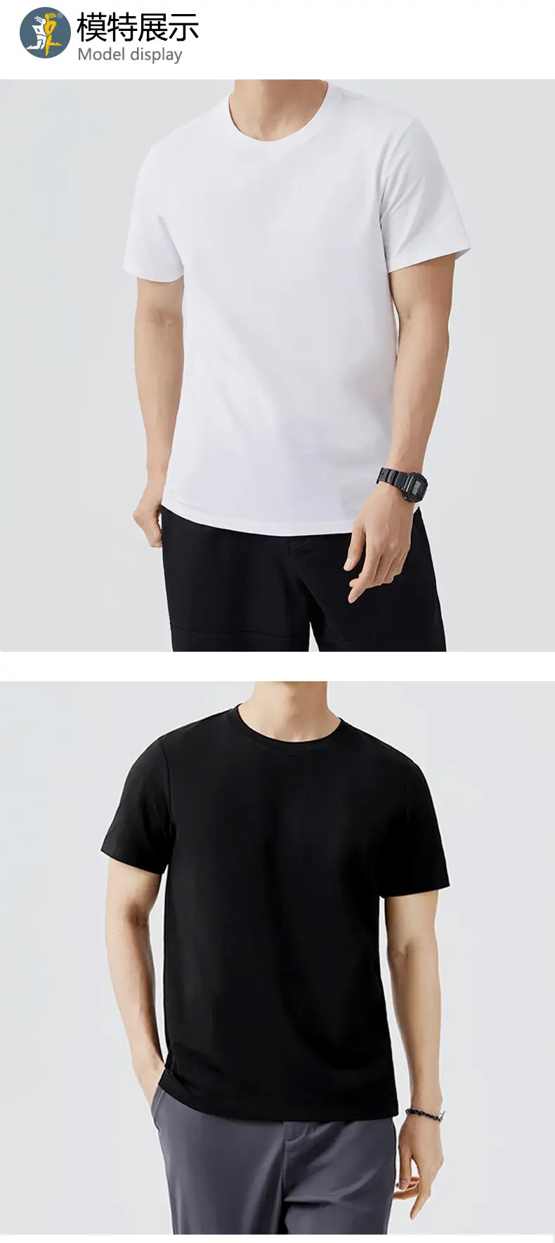 Men Pure Cotton Round Neck T-Shirt Black 2024 — feature 27