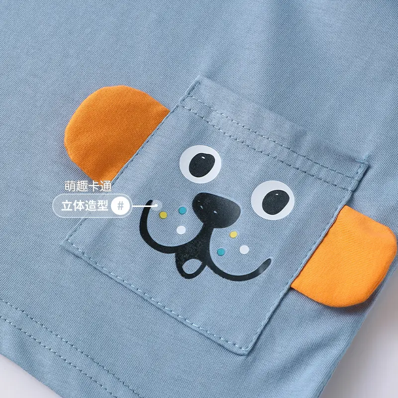 Baby T-shirt Blue Tiger Print Summer Casual Short Sleeve