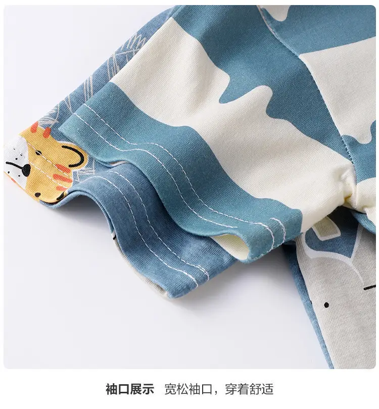 Baby T-shirt Blue Tiger Print Summer Casual Short Sleeve — feature 10