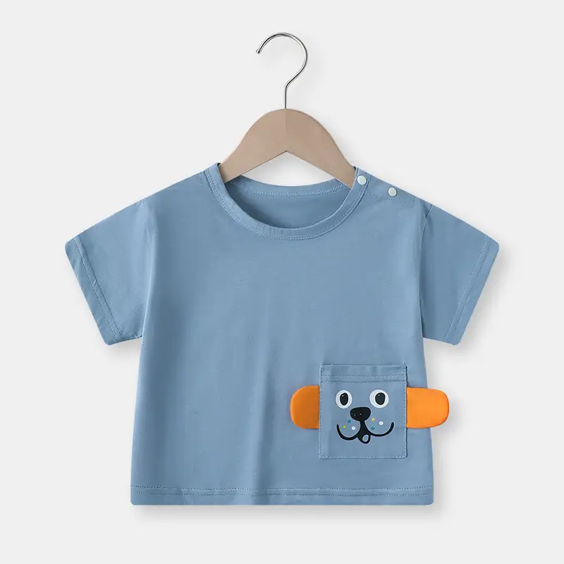 Baby T-shirt Blue Tiger Print Summer Casual Short Sleeve