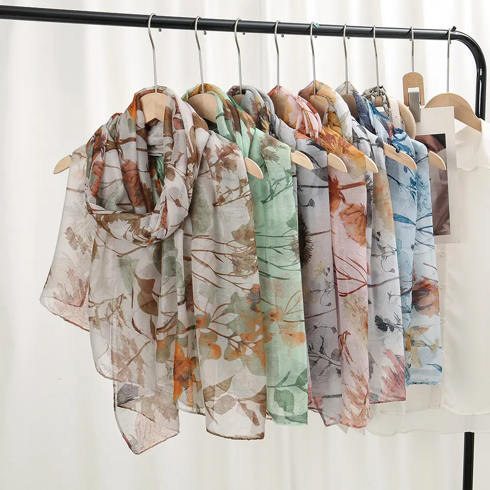 Spring Silk Printed Scarf for Women Travel Use
