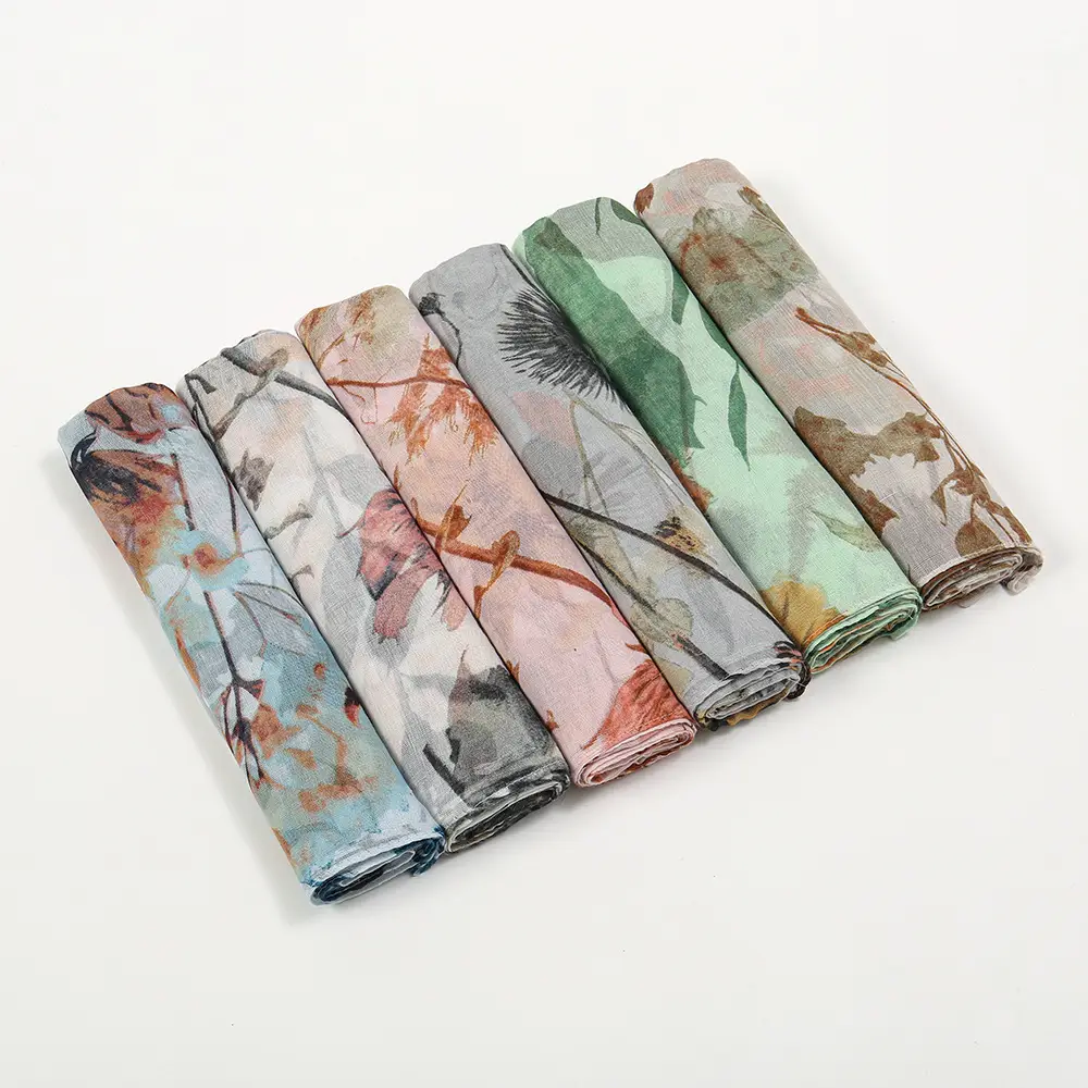 Spring Silk Printed Scarf for Women Travel Use