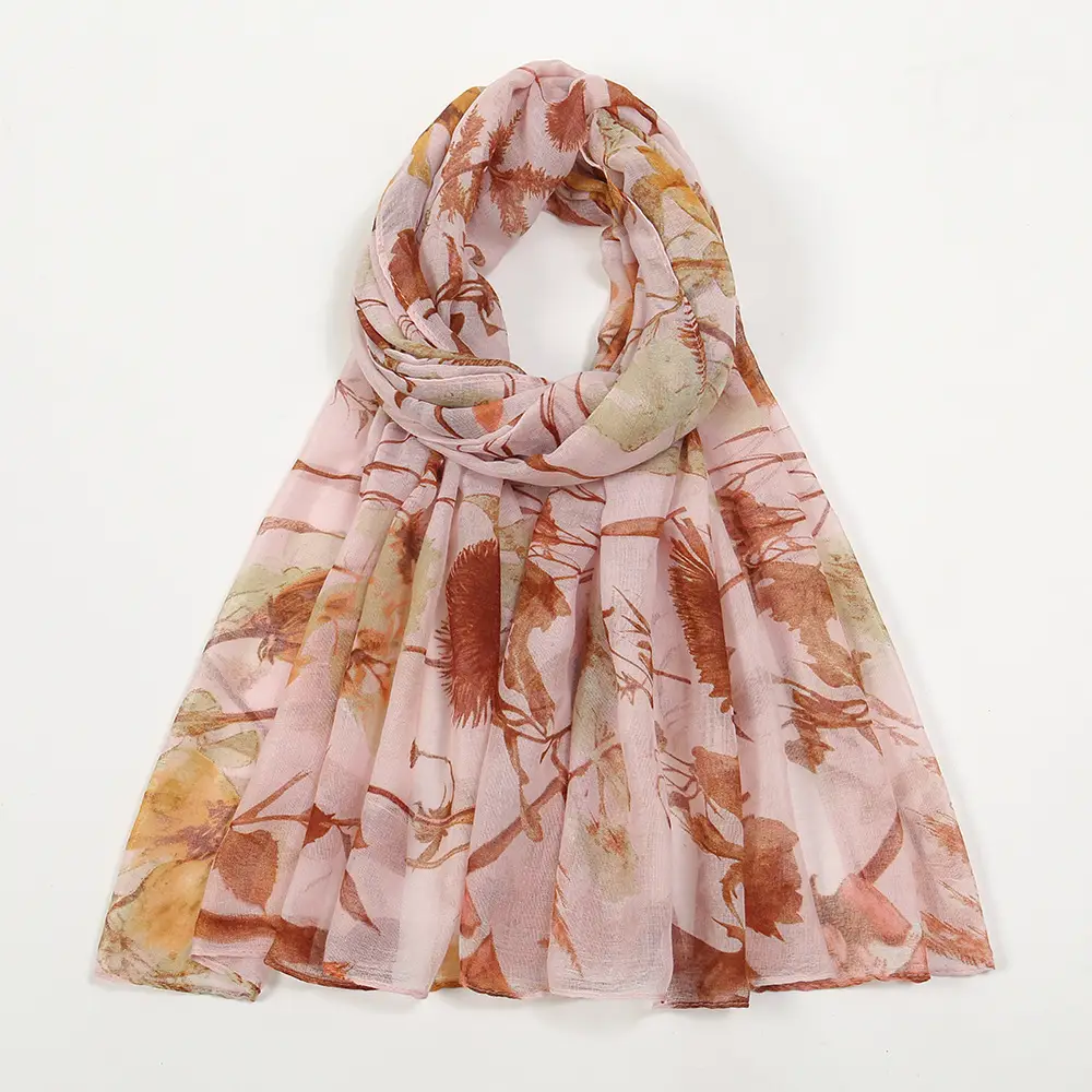 Spring Silk Printed Scarf for Women Travel Use