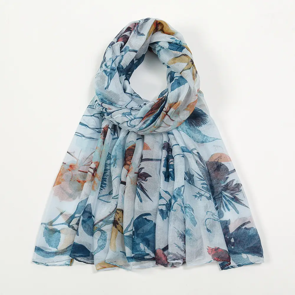 Spring Silk Printed Scarf for Women Travel Use