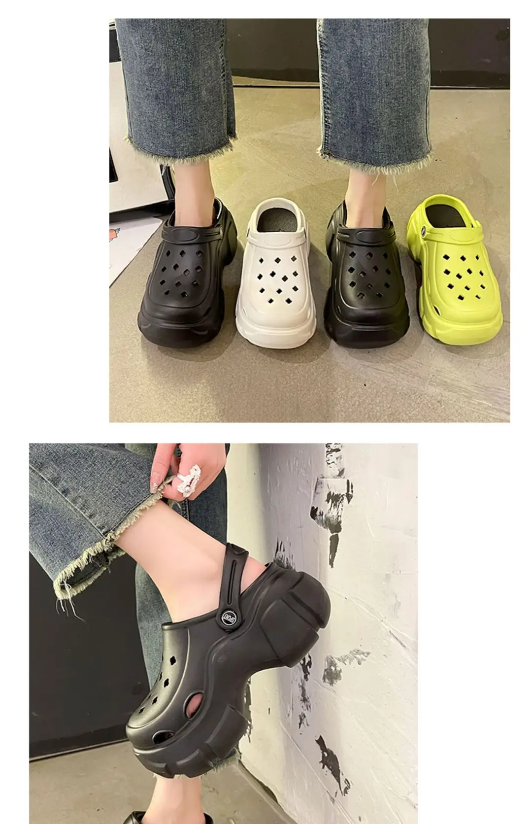 Hole shoes women's thick bottom increased non-slip fashionable platform bottom Internet celebrity cute beach sandals for outer wear summer — feature 7