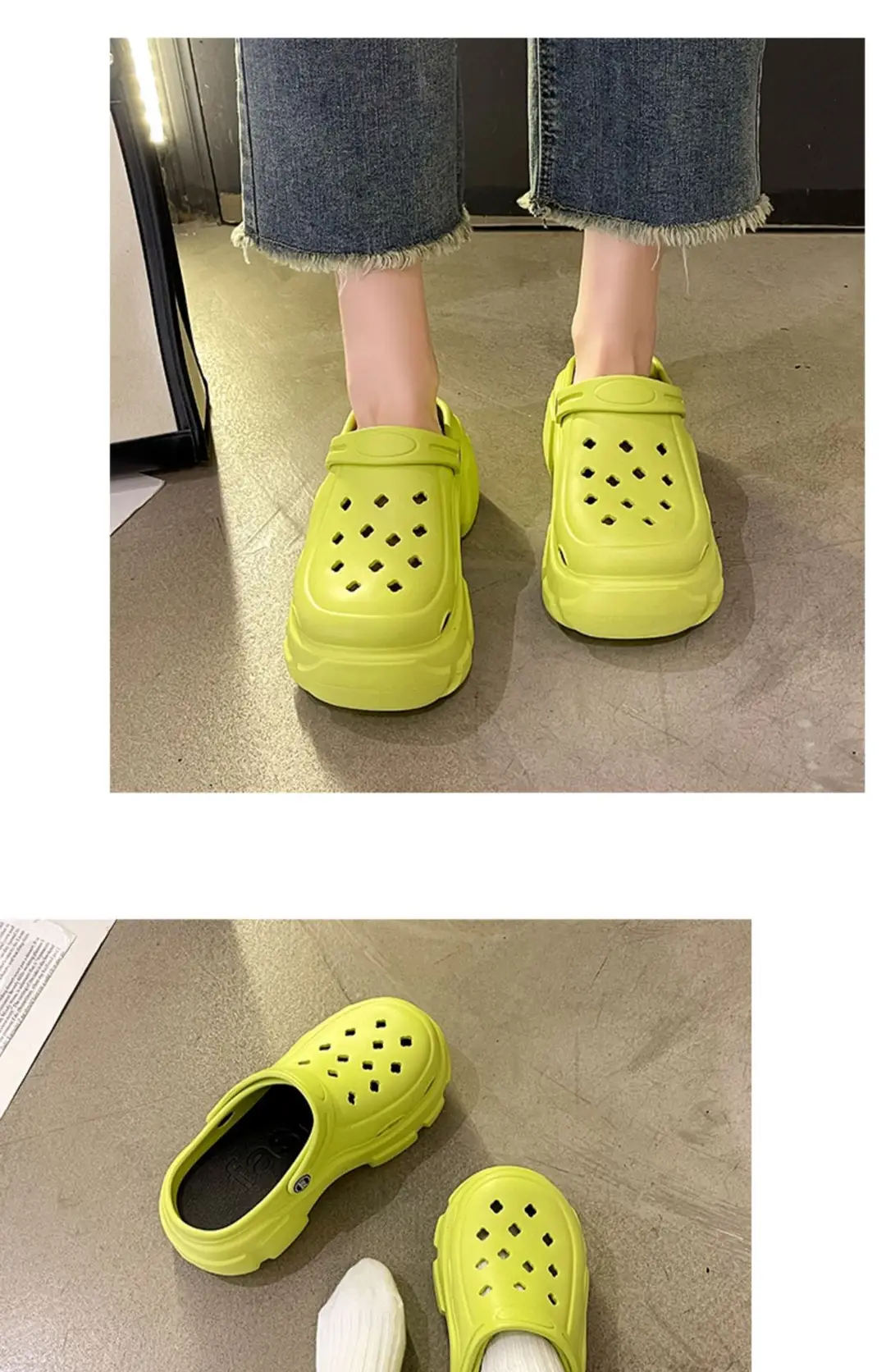 Hole shoes women's thick bottom increased non-slip fashionable platform bottom Internet celebrity cute beach sandals for outer wear summer — feature 9