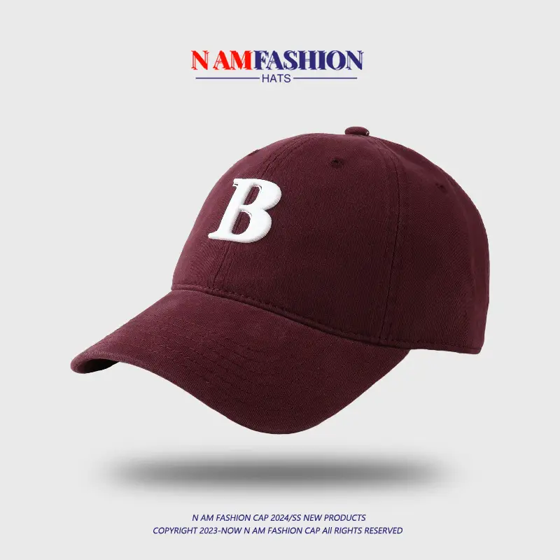 Women Men Maroon Letter B Cap Sun Protection - Image 7