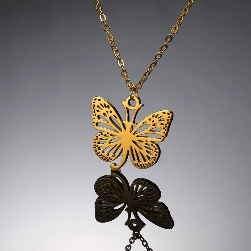 Stainless Steel Butterfly Necklace with 26 Letter Clavicle Pendant — feature 18