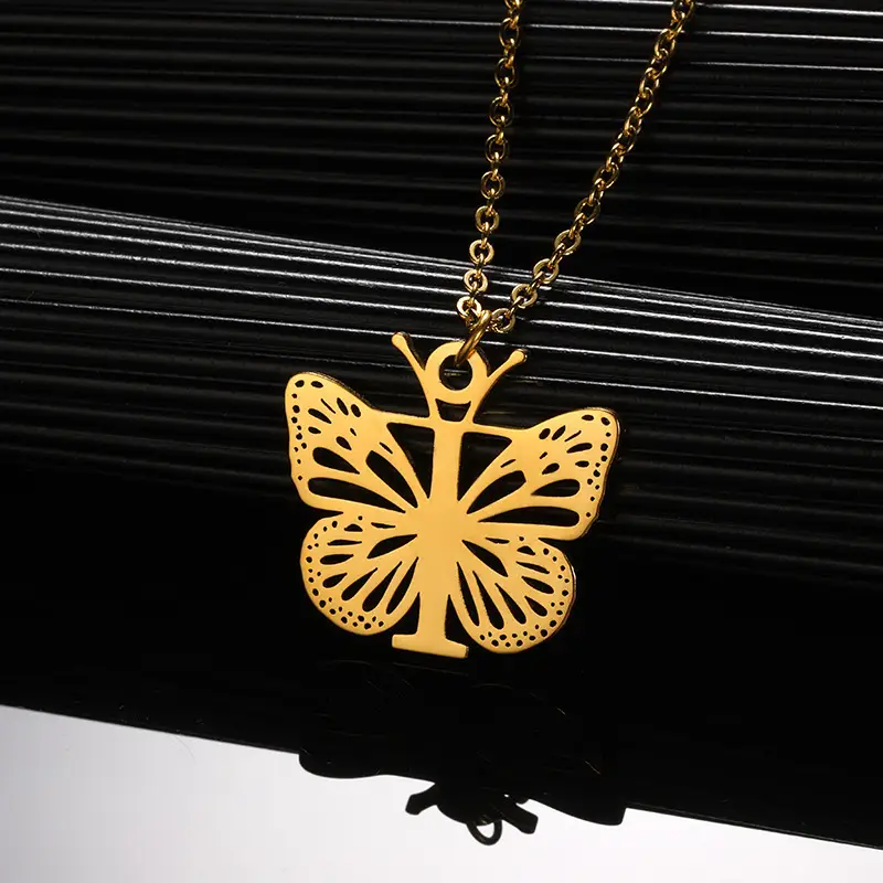 Stainless Steel Butterfly Necklace with 26 Letter Clavicle Pendant — feature 33
