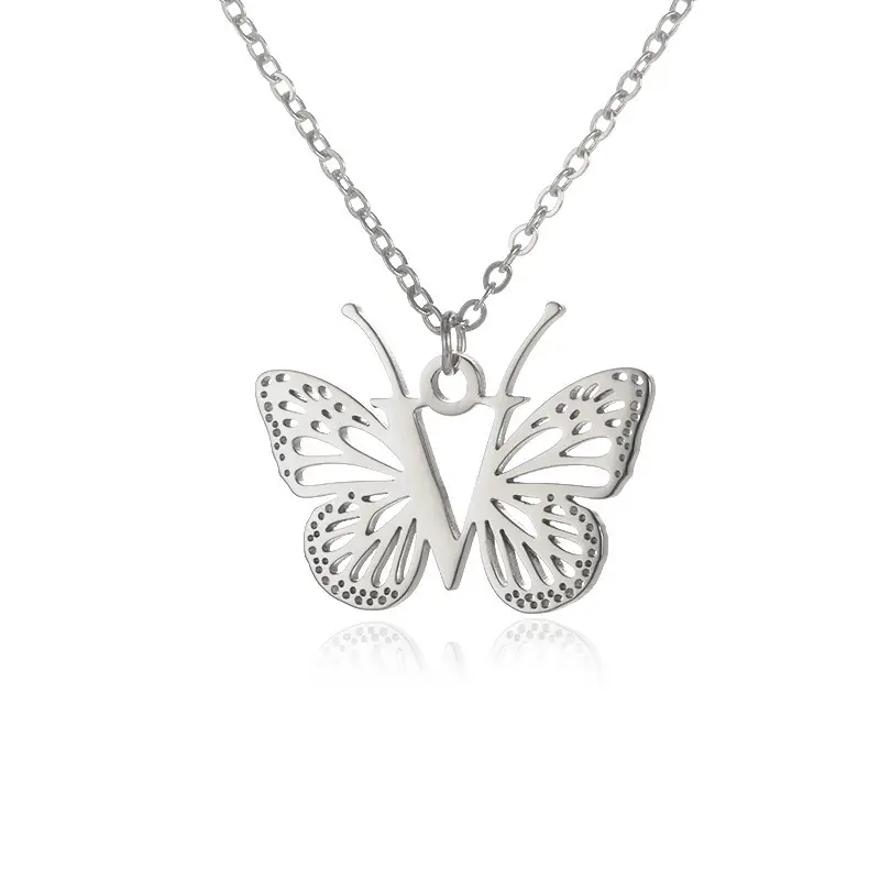 Stainless Steel Butterfly Necklace with 26 Letter Clavicle Pendant — feature 42