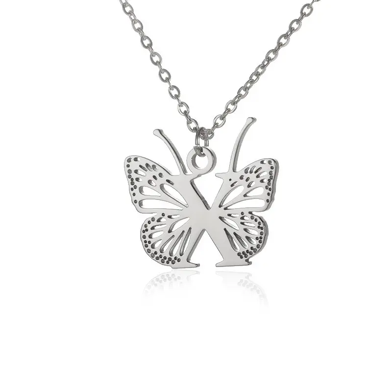Stainless Steel Butterfly Necklace with 26 Letter Clavicle Pendant — feature 44
