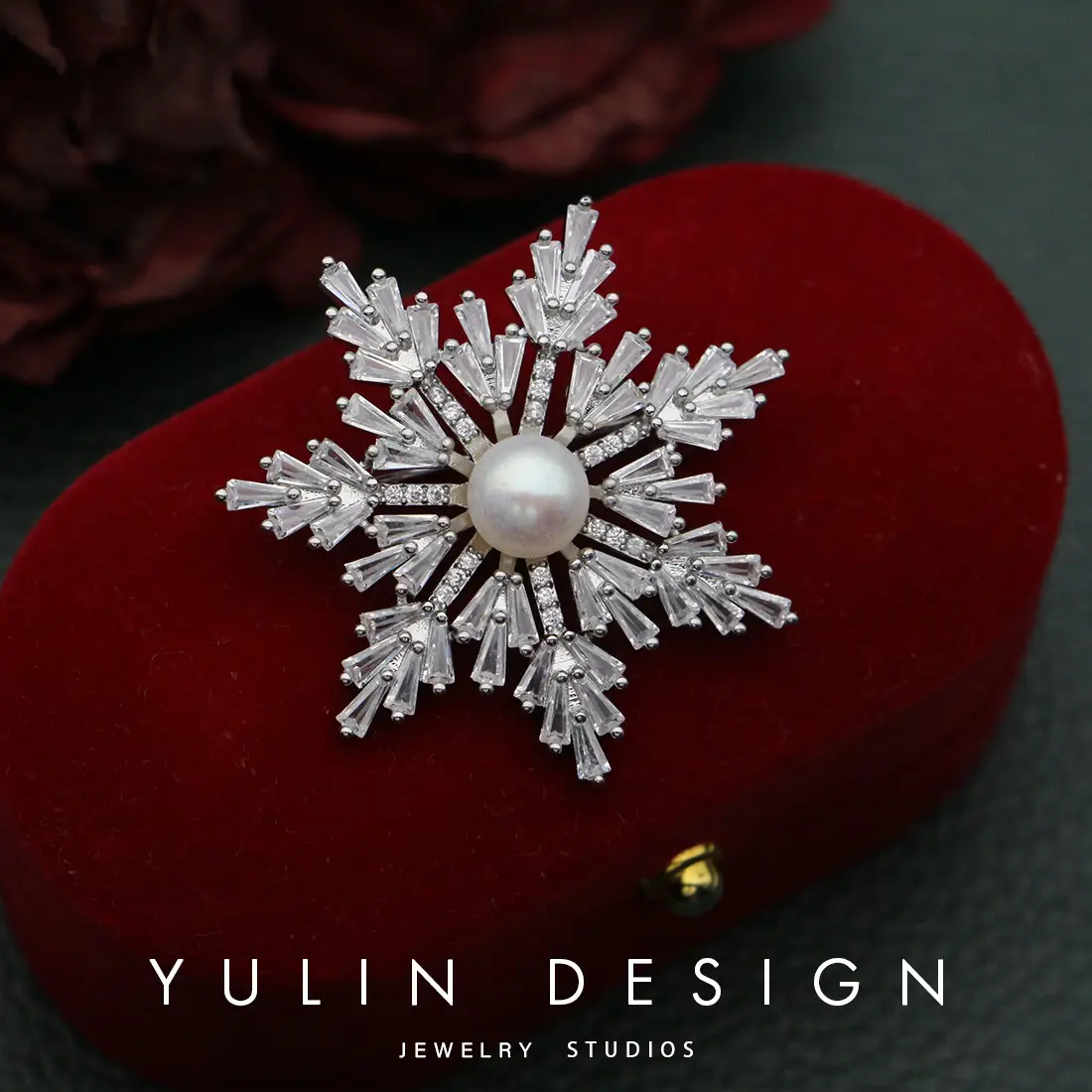 Freshwater Pearl Snowflake Coat Brooch High-end Women's Corsage Light Luxury Design - Image 5