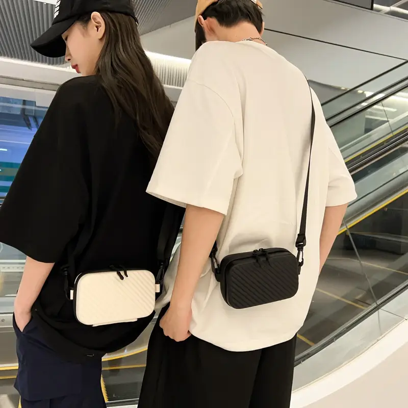 White Striped Shoulder Bag for Women Mobile Accessory - Image 5