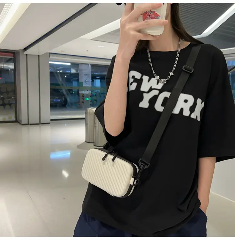 White Striped Shoulder Bag for Women Mobile Accessory — feature 18