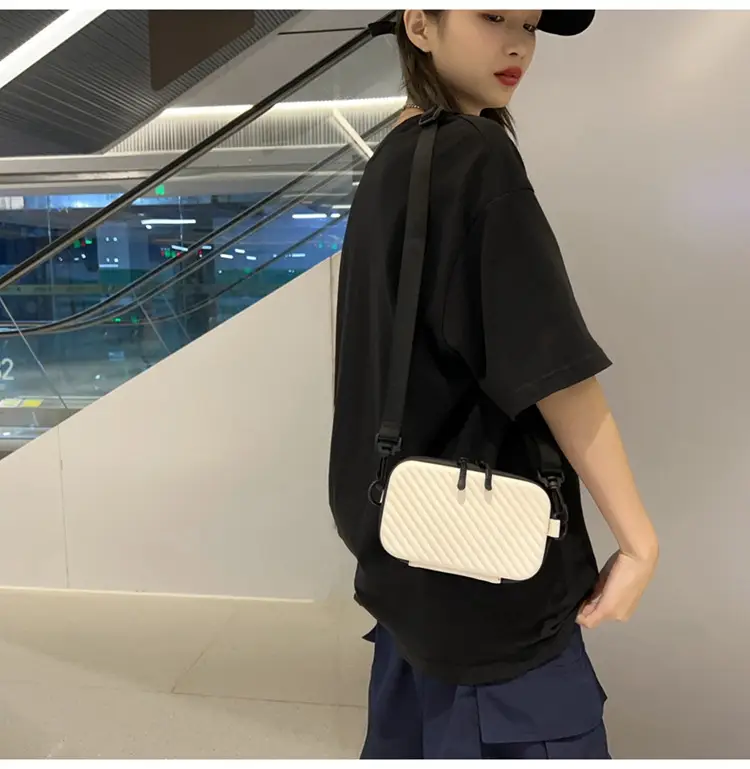 White Striped Shoulder Bag for Women Mobile Accessory — feature 19