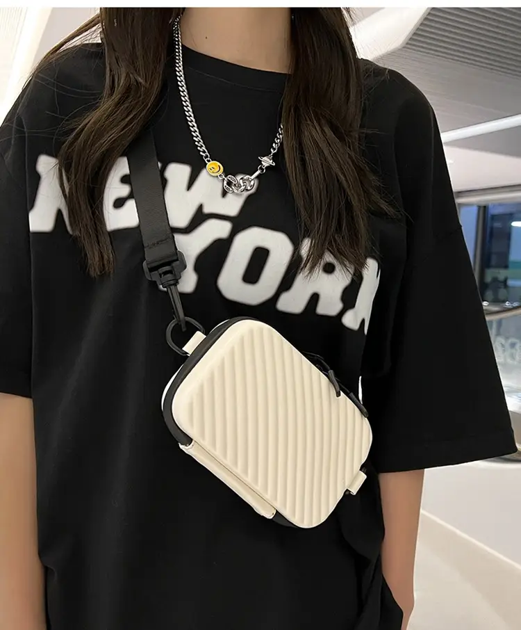White Striped Shoulder Bag for Women Mobile Accessory — feature 2