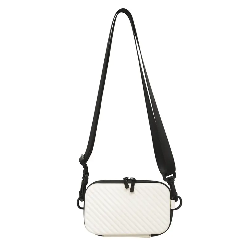 White Striped Shoulder Bag for Women Mobile Accessory - Image 2
