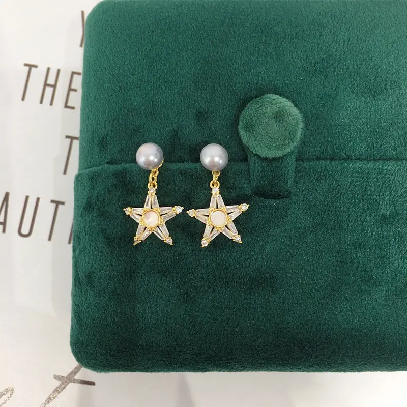 Natural Pearl Star Earrings for Women 18K Gold — feature 12
