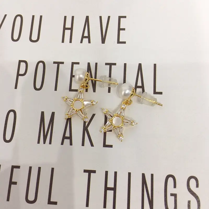 Natural Pearl Star Earrings for Women 18K Gold — feature 7