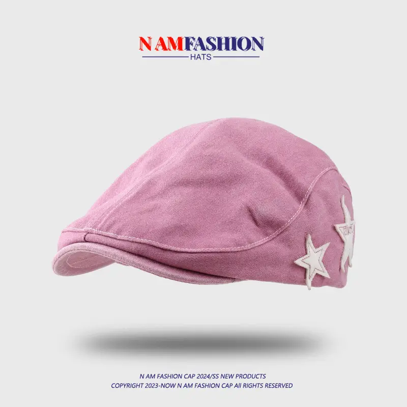 Women Pink Five Point Star Denim Cap — feature 4