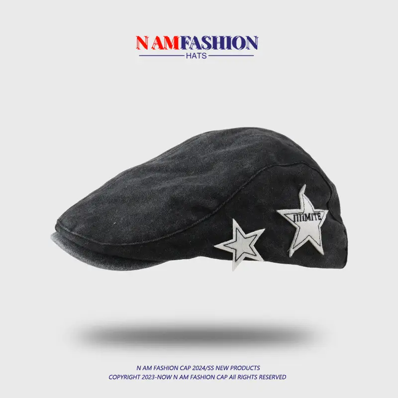 Women Pink Five Point Star Denim Cap - Image 1