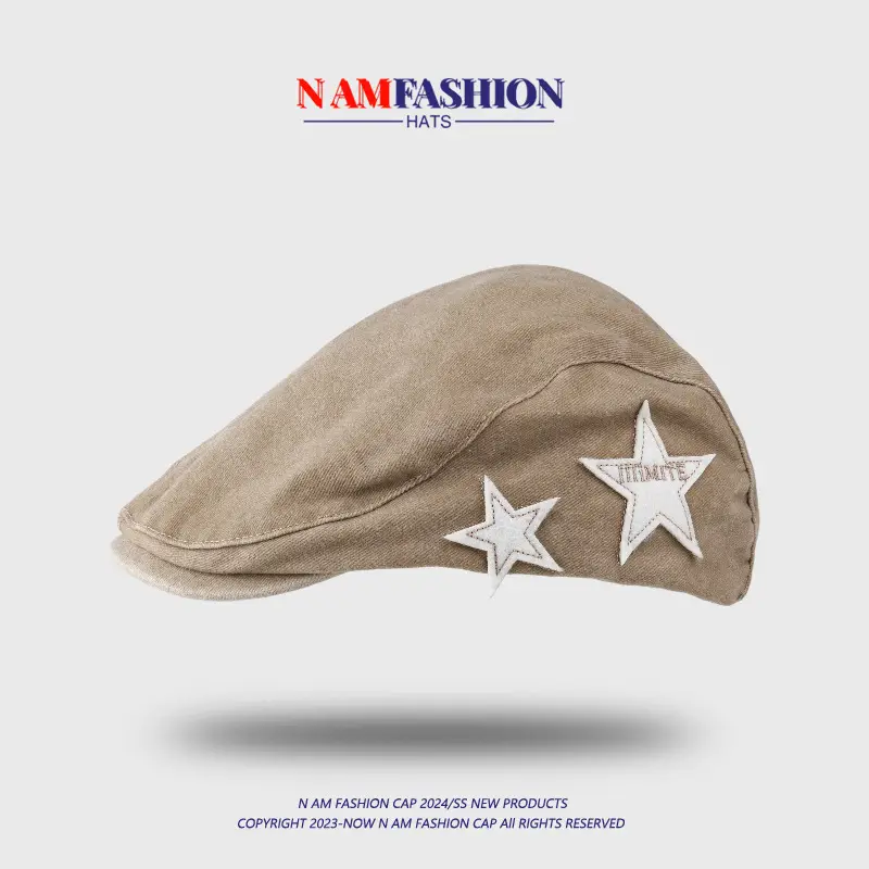 Women Pink Five Point Star Denim Cap - Image 2