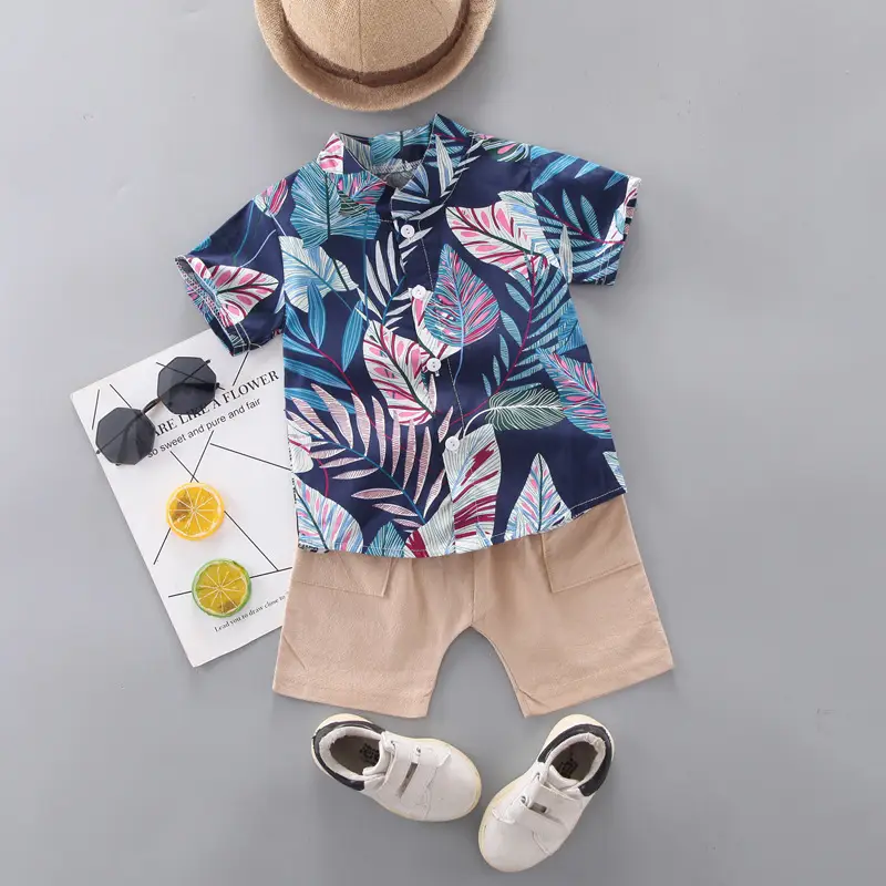 Boys Printed Short Sleeve Suit Summer Set - Image 4