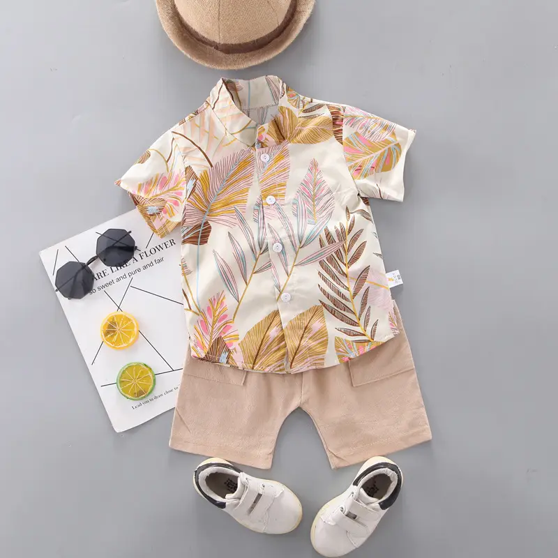 Boys Printed Short Sleeve Suit Summer Set - Image 2