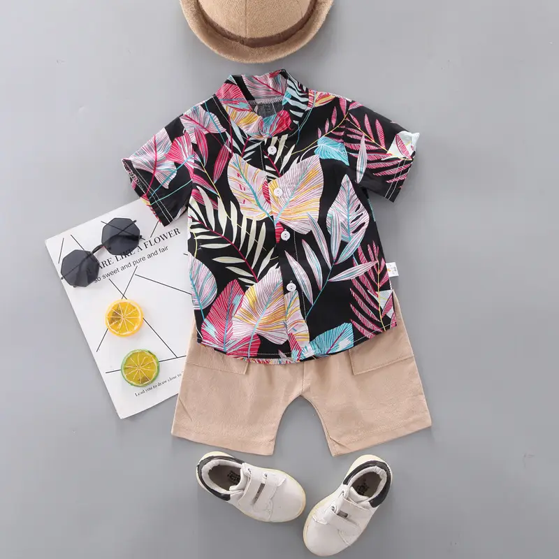 Boys Printed Short Sleeve Suit Summer Set - Image 3