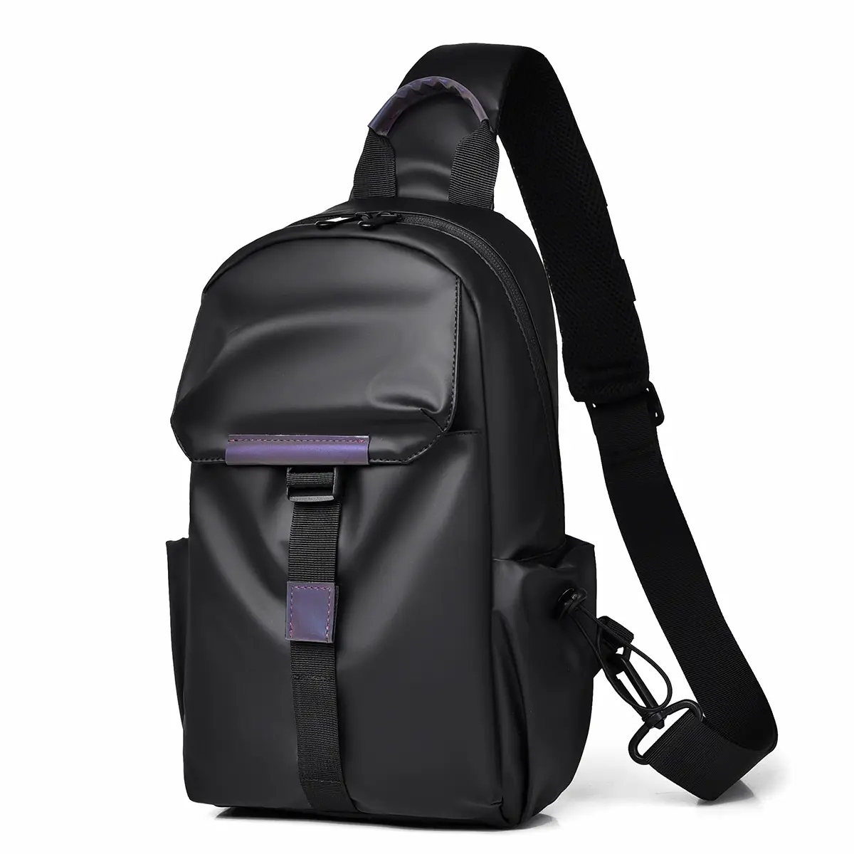 Men's Large Capacity Shoulder Bag with Purple Accents - Image 4